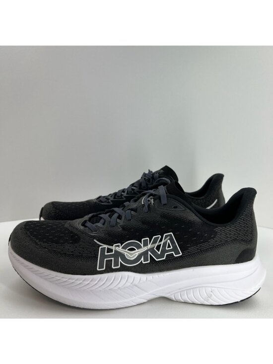 HOKA Mach 6 Running Shoes Mens 12D Lace Up Low Top Mesh Black White 1147790-BWHT main image 9